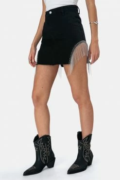 Adika Nola Fringe Denim Skirt OUTLET