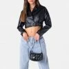 Adika Carter Faux Leather Belted Cropped Jacket