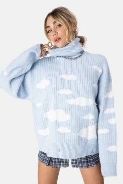 Adika Cloudy Distressed Oversized Knit Sweater