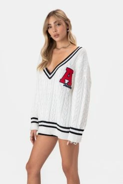 Adika Clothing Patrick Patch-Detail Cable Knit Sweater