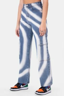 Adika Swirl Graffiti Print Cargo Jeans | WIDE