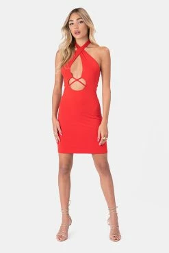 Adika Nixie Cross-Wrap Halter Dress OUTLET