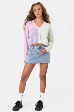 Adika Morello Color-Block Cropped Cardigan