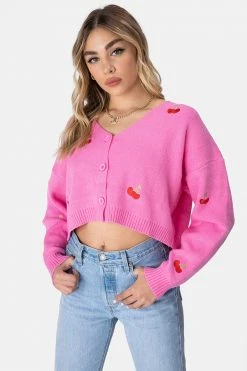 Adika Y2K Fever Cherry Bomb Cropped Cardigan