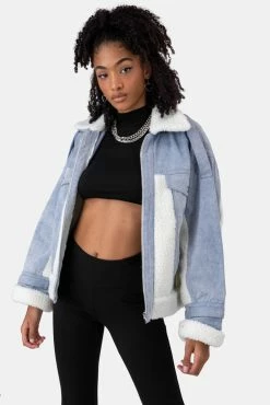 Adika Pilot Fleece-Paneled Denim Jacket OUTLET