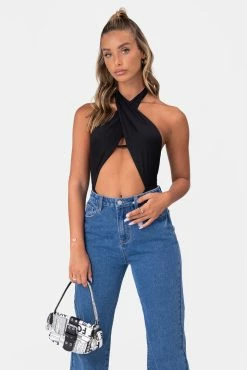 Adika Bronte Cross-Wrap Halter Bodysuit